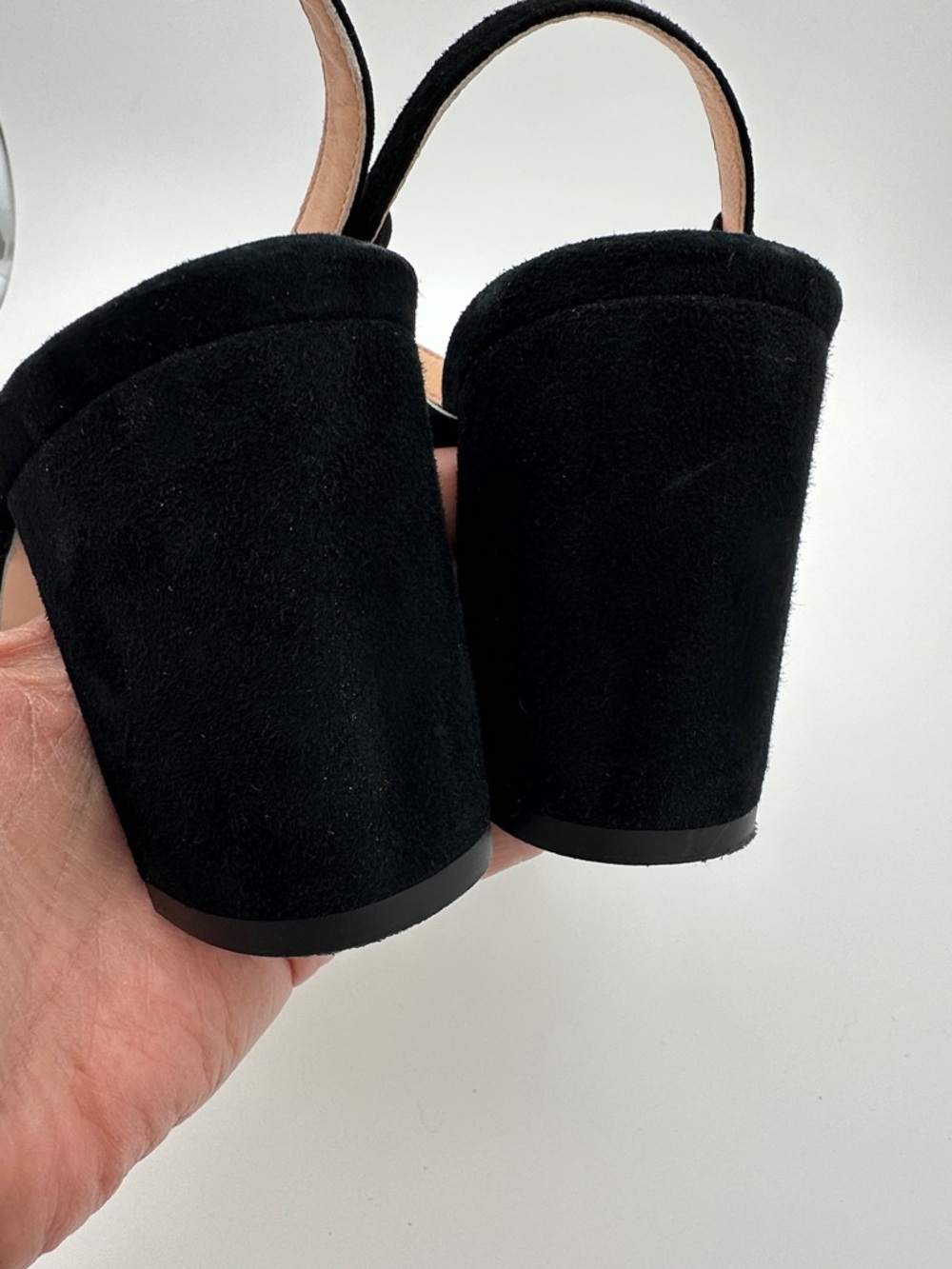 J. Crew Maisie Almond Toe Black Italian Suede Pumps 7.5 Heel 3” Made in Morocco - Picture 13 of 16